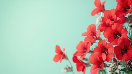 Wall Mural - Bright Red Flowers on Bright Background