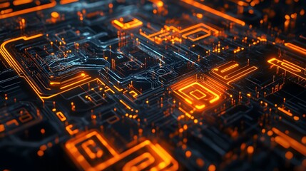 Abstract circuit board futuristic technology processing background. 