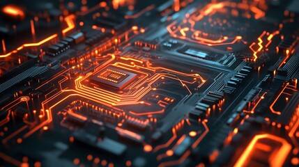 Abstract circuit board futuristic technology processing background. 