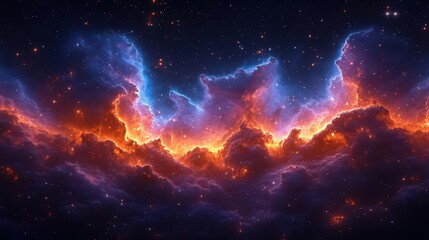 Wall Mural - mesmerizing deep space nebula with swirling clouds of purple and blue cosmic dust brilliant stars and distant galaxies punctuate the vastness creating a breathtaking celestial tapestry