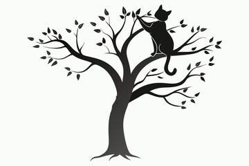 Wall Mural - cat is climbing onto the giant tree G.eps