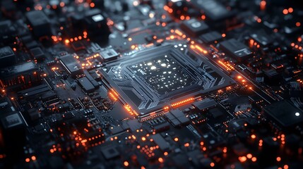 Abstract circuit board futuristic technology processing background. 