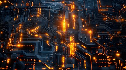 Abstract circuit board futuristic technology processing background. 
