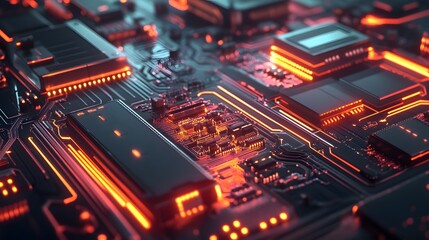 Abstract circuit board futuristic technology processing background. 