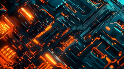 Abstract circuit board futuristic technology processing background. 