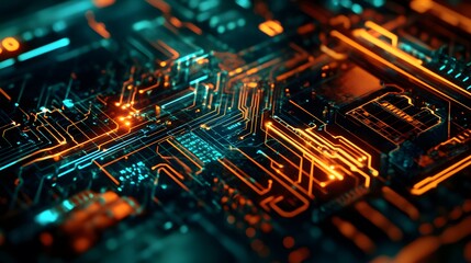 Abstract circuit board futuristic technology processing background. 