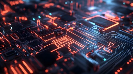 Abstract circuit board futuristic technology processing background. 