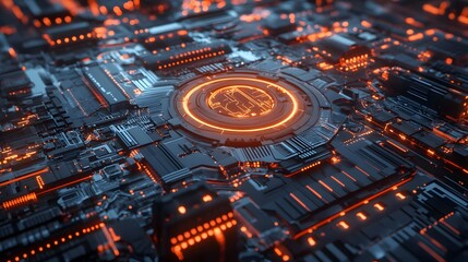 Abstract circuit board futuristic technology processing background. 