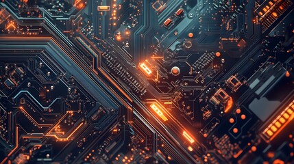 Abstract circuit board futuristic technology processing background. 