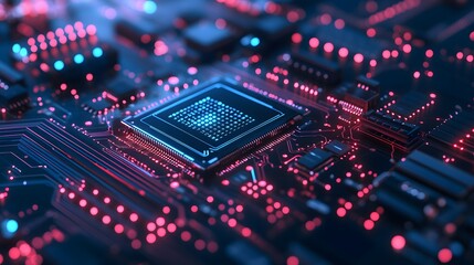 Abstract circuit board futuristic technology processing background. 