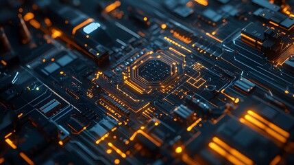 Abstract circuit board futuristic technology processing background. 