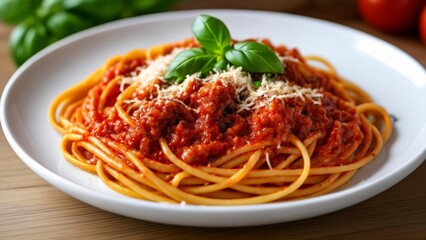 Canvas Print -  Delicious Spaghetti Bolognese ready to be savored