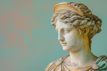 Wall Mural - Close-up of a statue depicting a woman's face or figure