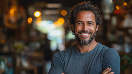 Poster - A man with a beard and a smile is posing for a picture