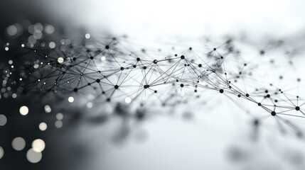 Poster - Isolated digital network of glowing nodes and electric lines, suspended in mid-air, forming an abstract 3D grid on a clean white background