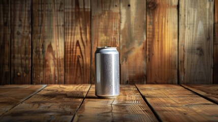 Wall Mural - Aluminum Can on Wooden Surface