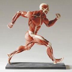 dynamic running figure: illustration of human anatomy in motion demonstrating muscles and joints int