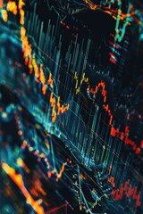 Poster - A blurry photo of a stock market display with various financial data and graphs