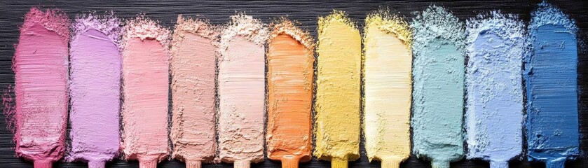 Close-up of a colorful palette with various shades of paint.