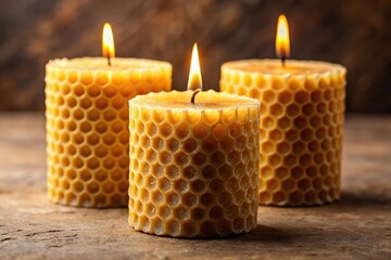 Wall Mural - handmade beeswax candles in honeycomb pattern