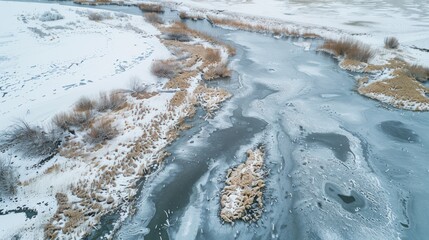 Canvas Print - Frozen River in Winter Wonderland