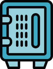 Poster - This vector illustration features a blue safe deposit box, highlighting its role in providing security for money and valuables