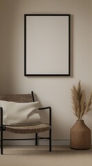 Mock up frame with minimal decor close up in home interior background, 3d render