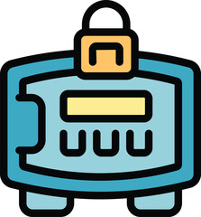 Poster - Electronic device for processing payments is secured with a padlock, ensuring safe and protected financial transactions