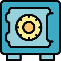Poster - Blue safe deposit box with a combination lock is protecting money and other valuables