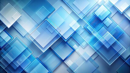 Canvas Print - high angle abstract geometric background with overlapping translucent squares and blue gradient tone