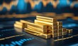 © khwanchai - capital marketing golden banking chart exchange invest value, Growth gold bar financial investment stock diagram