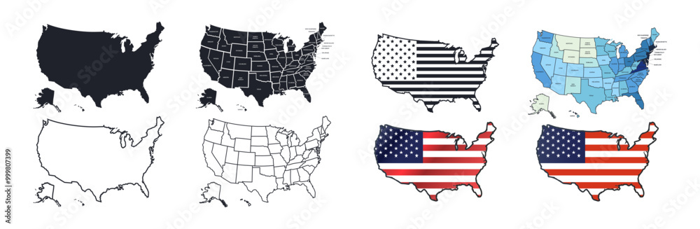Map of the United States of America. States of the USA. USA map ...