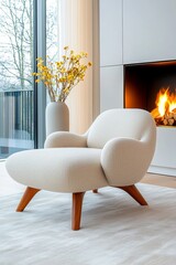 Wall Mural - Cozy Modern Chair with Elegant Decor in Warm Setting