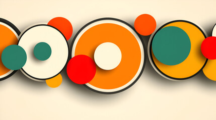 Aufkleber - Colorful abstract circles and dots creating a vibrant, modern design against a light background