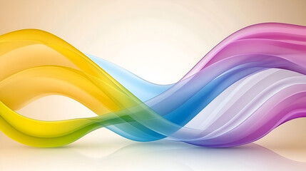 Wall Mural - Colorful swirling waves of translucent fabric flow gracefully across a soft gradient background