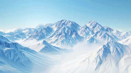 Sticker - Snowy Mountain Range Under a Clear Sky