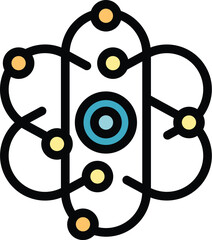 Poster - colorful atom icon representing the concept of physics and chemistry science