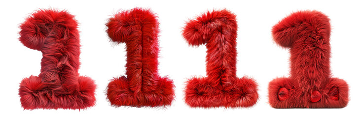 Pack of 1 Letter made with Red Fur on Transparent Background