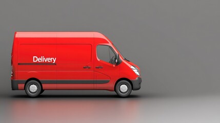 A vibrant red delivery van showcases its sleek design in a modern environment, emphasizing efficiency and accessibility