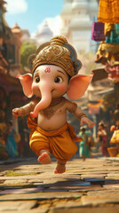 Canvas Print - 3d animation of lord ganesha