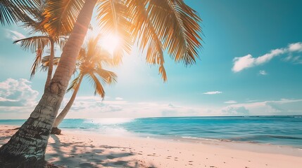 Close up tropical beach in sunny day