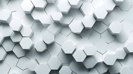 Abstract white and gray geometric hexagon overlapping layer with shadow background. 