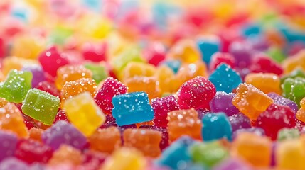 colorful jelly candies in sugar sprinkles sour flavored rainbow candy background