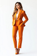 Sticker - young beautiful business woman wearing orange suit