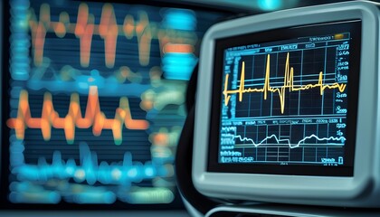 Poster - Vital heartbeat patterns illustrating the essential impact of medical technology in cardiovascular health care