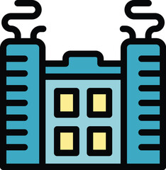 Poster - This icon of an industrial building is emitting pollution from its chimneys