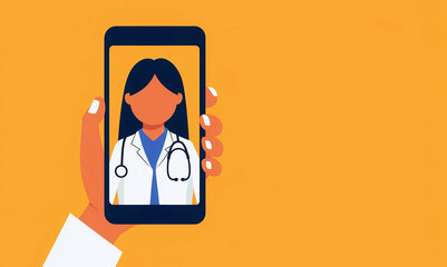 Patient sending health data through app, virtual healthcare services, flat design illustration