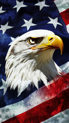 Phone wallpaper of American flags, bald eagles,  symbols of American pride.