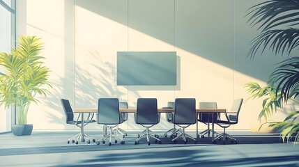 Wall Mural - Modern meeting room with copyspace. 