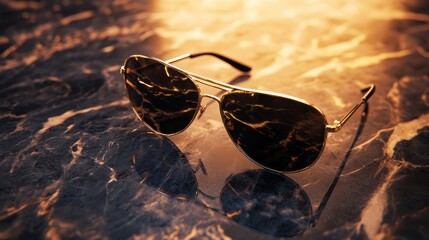 Stylish Sunglasses on Marble Surface